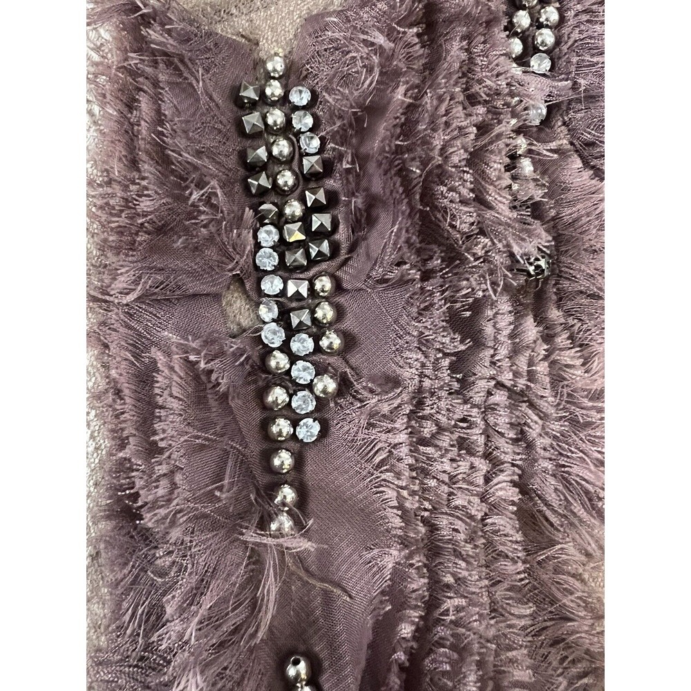 Forla Paris French Designer Taupe Embellished Ruffle Shirt Sz Med  AS IS READ! - Picture 7 of 10